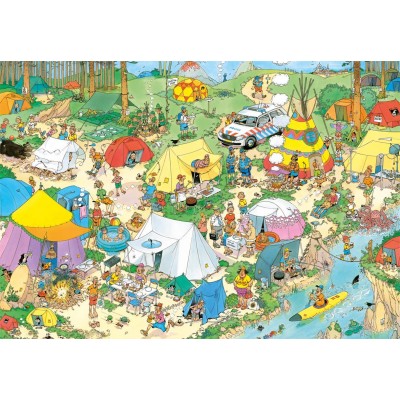 Freizeit Jumbo Haasteren Puzzle Camping im Wald 2000 Teile Zelten Cartoon 