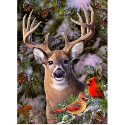 Puzzle Cobble-Hill-85014 XXL Teile - One Deer Two Cardinals