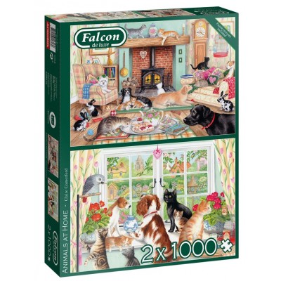 Jumbo-11318 2 Puzzles - Animals at Home