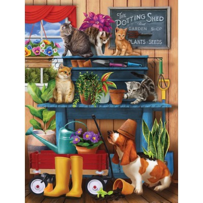 Puzzle Sunsout-28937 XXL Teile - Trouble in the Potting Shed