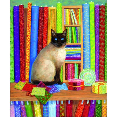 Puzzle Sunsout-31616 Linda Elliott - Quilt Shop Cat