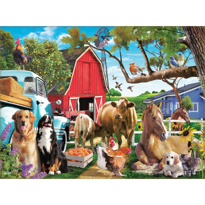 Puzzle Sunsout-42255 Rafael Trujillo - Gathering in the Farmyard