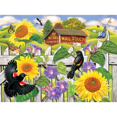 Puzzle Sunsout-68464 Rosalyn Solomon - Sunflowers and Blackbirds