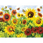 Puzzle   XXL Teile - Sunflowers and Goldfinch