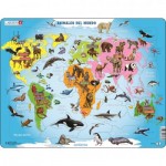  Larsen-A34-ES Rahmenpuzzle - Animals of the World (Spanish)