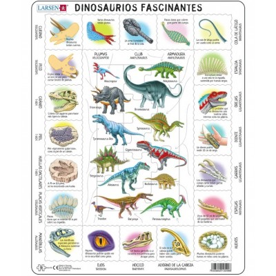 Larsen-HL9-ES Rahmenpuzzle - Dinosaurier (auf Spanisch)