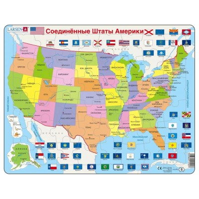 Larsen-K12-RU Rahmenpuzzle - Karte der Vereinigten Staaten (in Russisch)