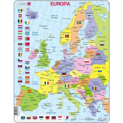 Larsen-K2-IT Rahmenpuzzle - Political Map of Europe (Italian)