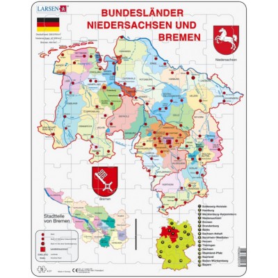 Larsen-K27-DE Rahmenpuzzle - Bundesland: Bremen and Niedersachen
