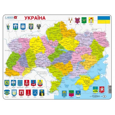 Larsen-K57-UA Rahmenpuzzle - Politische Karte der Ukraine