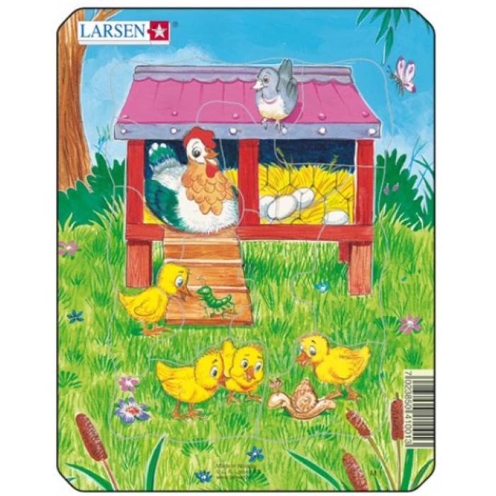 Larsen-M1-4 Rahmenpuzzle - Hühnerstall