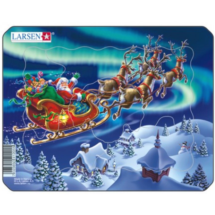 Rahmenpuzzle - Weihnachtsmann im Nordlicht