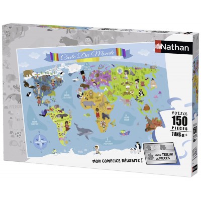 Puzzle Nathan-86806 XXL Teile - Weltkarte (auf Französisch)
