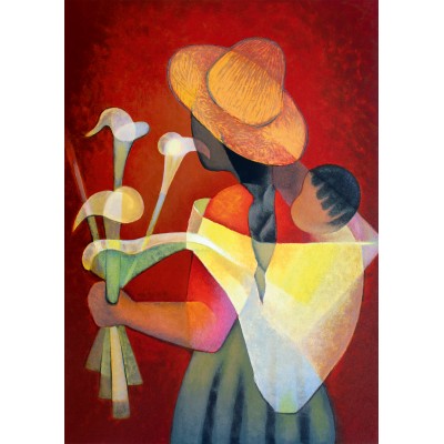 Puzzle Art-by-Bluebird-60136 Louis Toffoli - La Vendeuse d'Arums, 1996