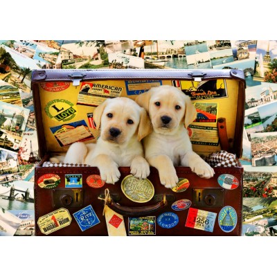 Puzzle Bluebird-Puzzle-F-90063 Two Travel Puppies