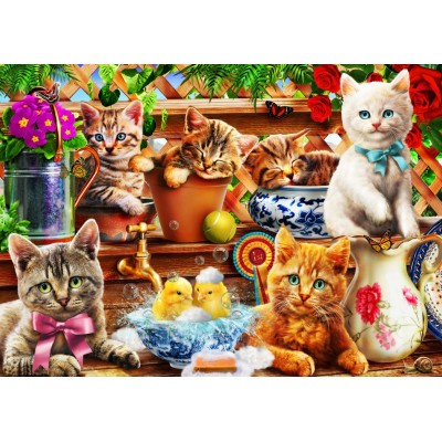Puzzle Bluebird-Puzzle-F-90065 Kittens in the Potting Shed