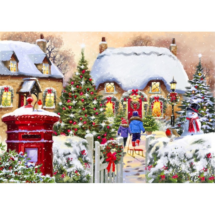 Puzzle  Bluebird-Puzzle-F-90152 Winter Cottage