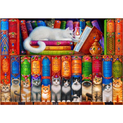 Puzzle Bluebird-Puzzle-F-90217 Cat Bookshelf