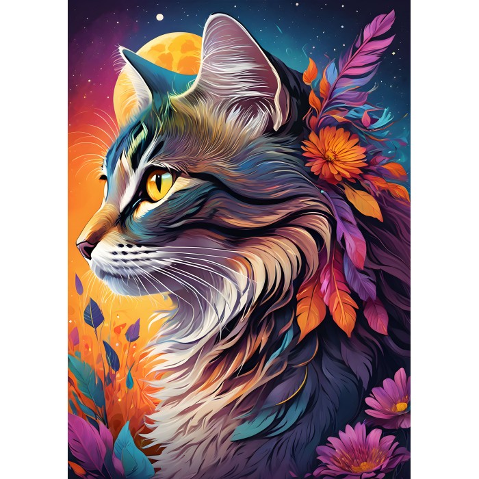 Puzzle  Bluebird-Puzzle-F-90942 Floral Cat