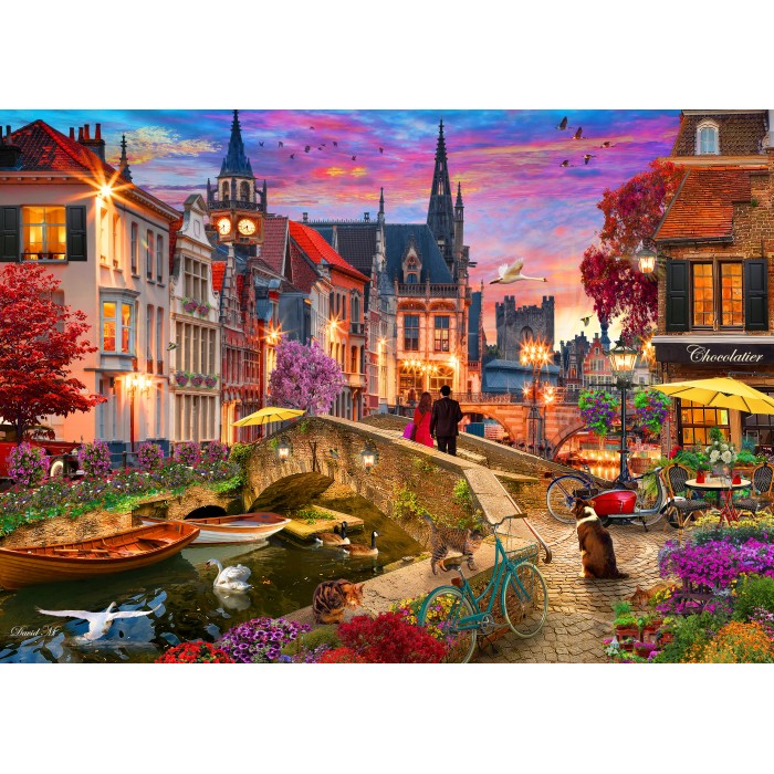 Puzzle  Bluebird-Puzzle-F-90970 Abend auf dem Kanal