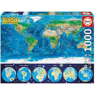 Educa-16760 Neon Puzzle - World Map