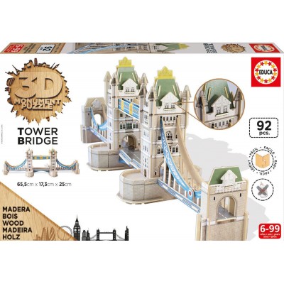 Educa-16999 3D Holzpuzzle - Tower Bridge