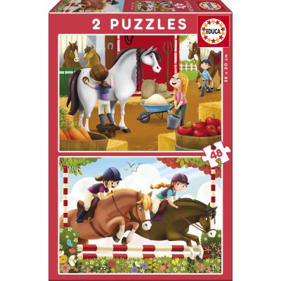 Educa-17150 2 Puzzles - Pferde