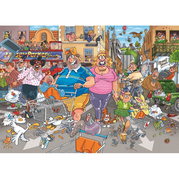 Puzzle  Jumbo-00505 Wasgij Original 46 - Warenhaus-Wahnsinn! (1000 Teile)