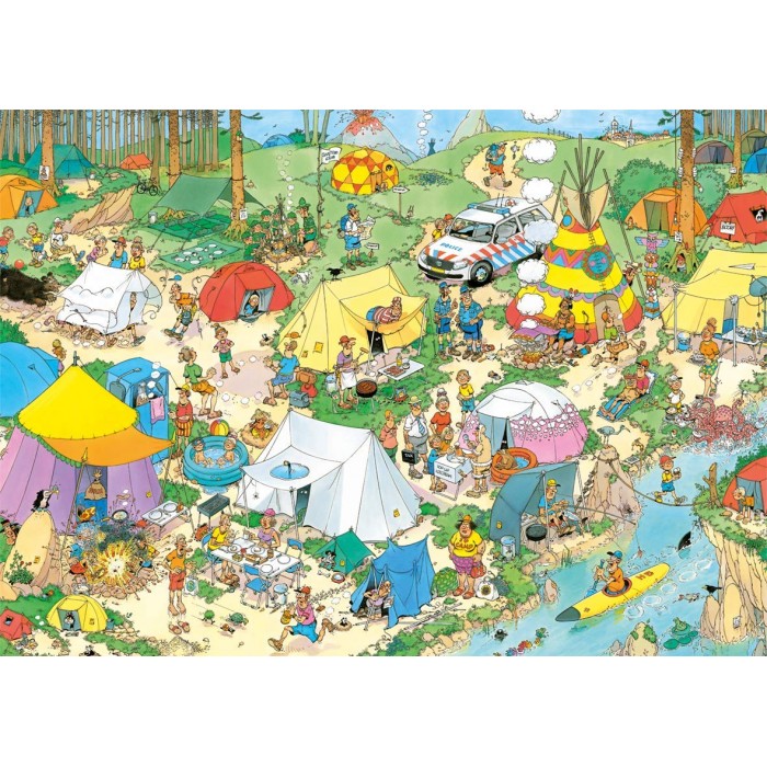 Puzzle  Jumbo-19086 Jan Van Haasteren - Camping im Wald