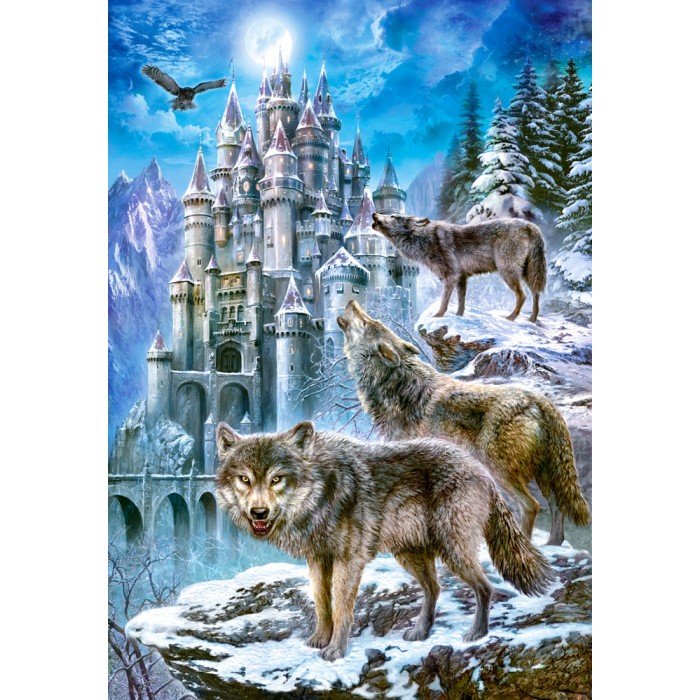 Wölfe vor dem Schloss