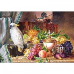 Puzzle  Castorland-300143 Josef Schuster: Stillleben mit Früchten und Kakadu
