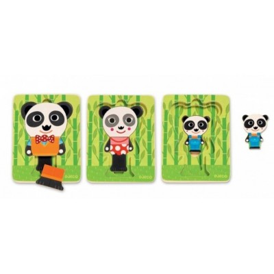 Djeco-01471 Holzpuzzle - Panda