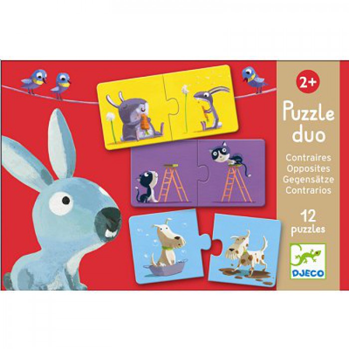 Djeco-08162 12 Puzzles - Duo der Gegensätze