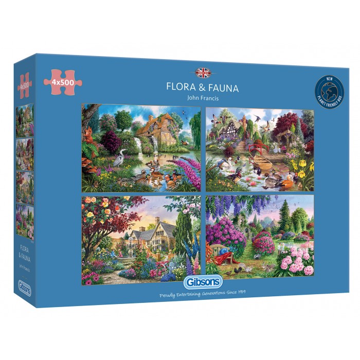 Gibsons-G5025 4 Puzzles - John Francis: Flora und Fauna