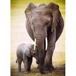 Puzzle  Eurographics-6000-0270 Elefantenmutter mit Jungtier