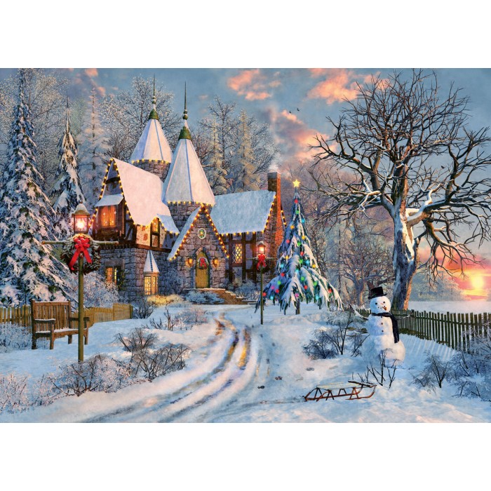 Puzzle  Eurographics-6000-0790 Dominic Davison: Landhaus zu Weihnachten