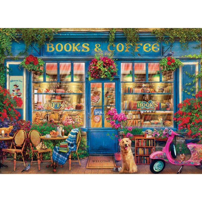 Puzzle Eurographics-6000-5869 Bücher und Kaffee - Gary Walton