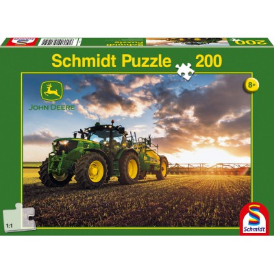 Puzzle Schmidt-Spiele-56145 Traktor John Deer 6150R mit Güllefass
