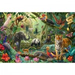Puzzle  Schmidt-Spiele-56485 Bunte Tierwelt im Dschungel