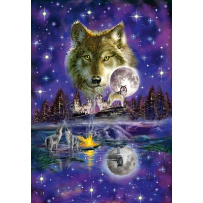 Puzzle Schmidt-Spiele-58233 Wolf im Mondlicht