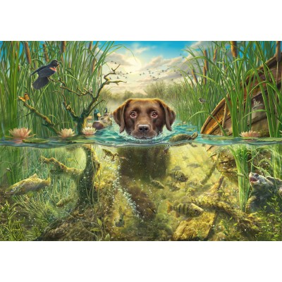 Puzzle Schmidt-Spiele-58572 Hundeliebe, Brauner Labrador im Kühlen Nass