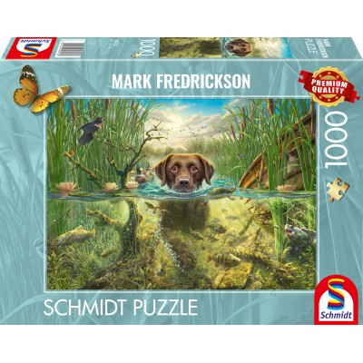 Puzzle Schmidt-Spiele-58572 Hundeliebe, Brauner Labrador im Kühlen Nass