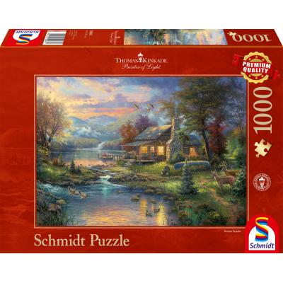 Puzzle Schmidt-Spiele-59467 Thomas Kinkade, Im Naturparadies