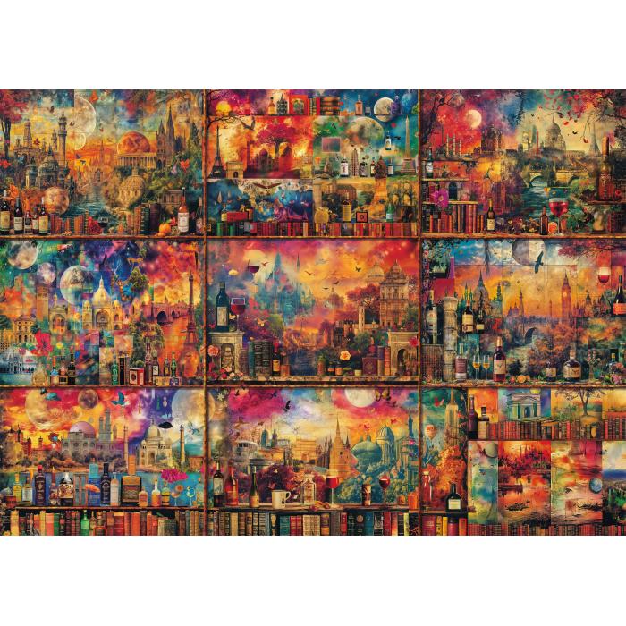 Puzzle  Schmidt-Spiele-59745 Bücher, Weine und Reisen