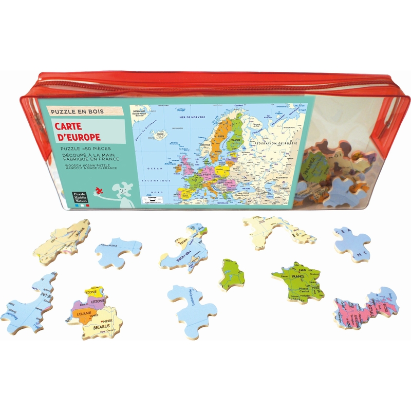 Puzzle aus handgefertigten Holzteilen - Europakarte - 50 Teile - PUZZLE  MICHèLE WILSON Puzzle online kaufen