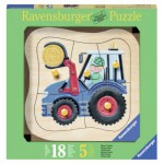   Holz Konturpuzzle - Blauer Traktor