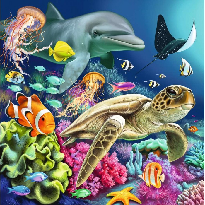  Ravensburger-00859 3 Puzzles - Bezaubernde Unterwasserwelt