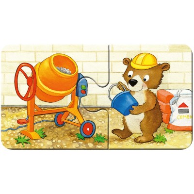 Ravensburger-03074 My First Puzzles - Tiere auf der Baustelle (9x2 Teile)