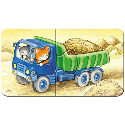 Ravensburger-03074 My First Puzzles - Tiere auf der Baustelle (9x2 Teile)