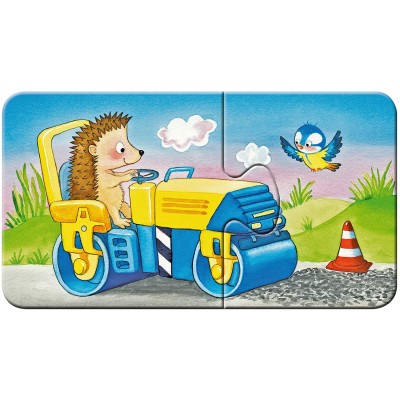 Ravensburger-03074 My First Puzzles - Tiere auf der Baustelle (9x2 Teile)